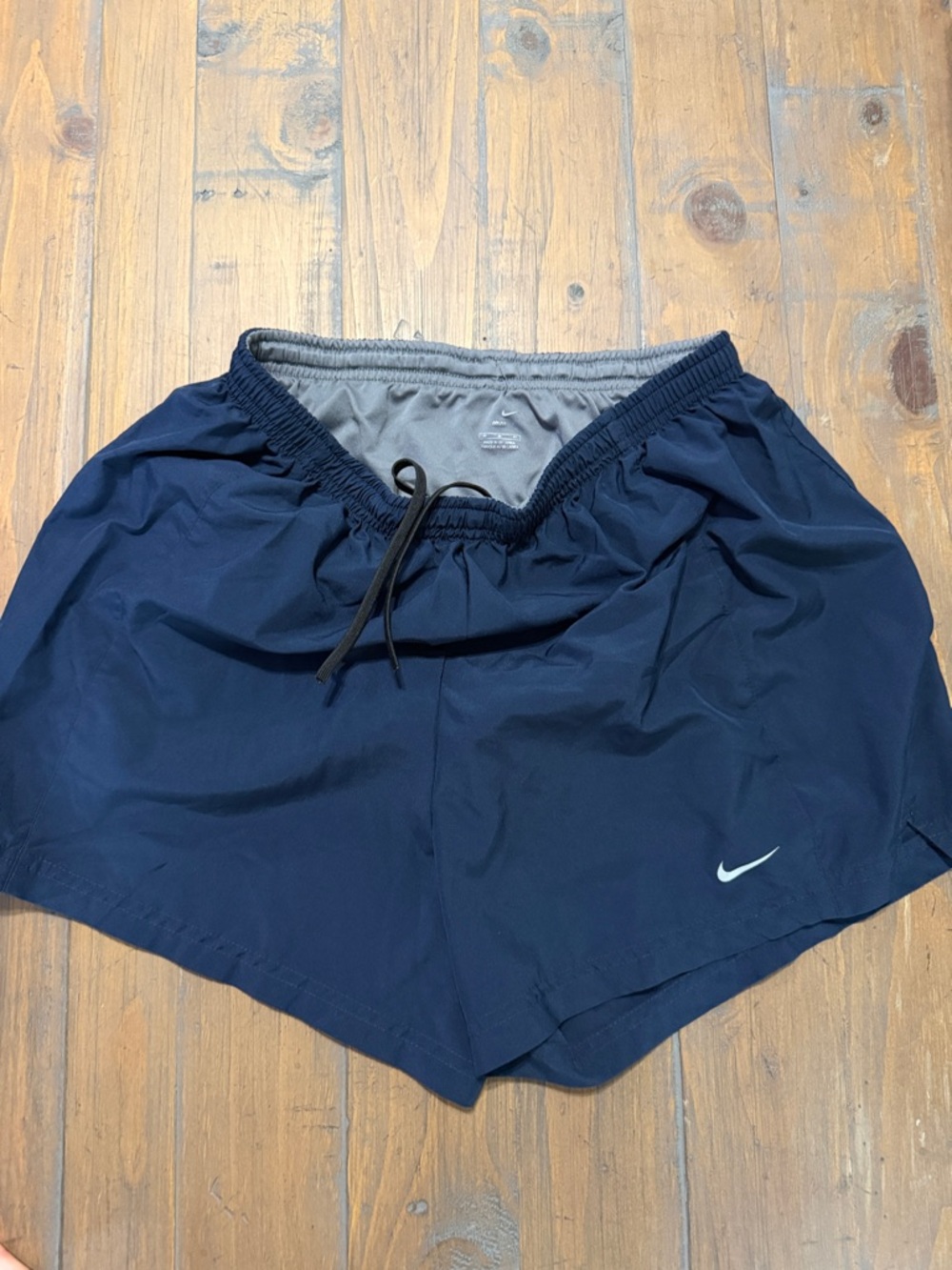 Nike Navy Athletic Shorts with White Swoosh